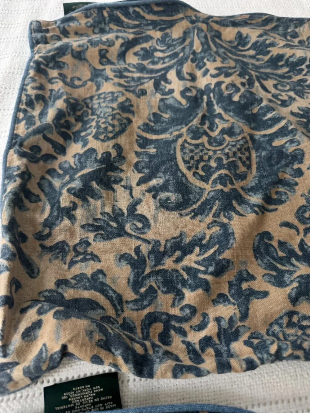 Ralph Lauren 2 BLUE DAMASK The LANDING DECORATIVE PILLOW SHAMS